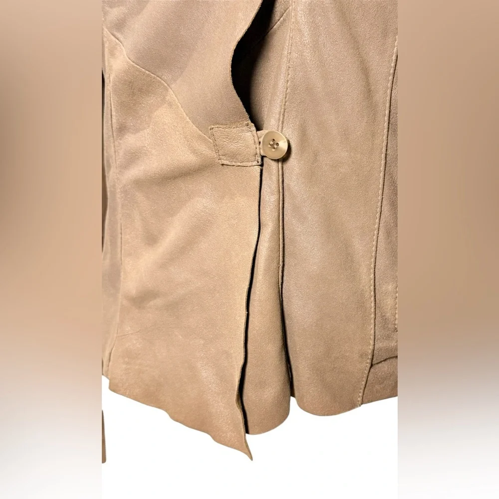 Vintage Y2K Leather Moto Jacket Brown Suede Waterfall Collar XS Michael Kors
